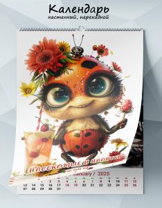Календарь настенный, перекидной Насекомые и напитки на 2025 год