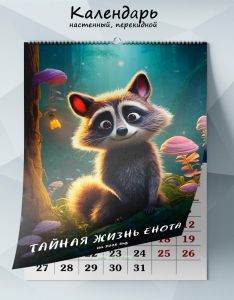 Календарь настенный, перекидной Тайная жизнь енота на 2025 год
