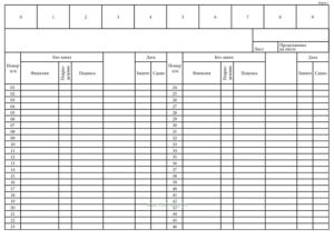 Карточка учета обозначений