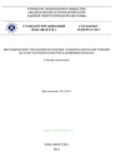 Методические указания по оценке технического состояния ВЛ и остаточного ресурса компонентов ВЛ. СТО 56947007-29.240.55.111-2011