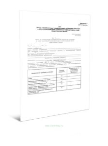 Акт ввода в эксплуатацию индивидуальной баллонной установки и сети газопотребления сжиженных углеводородных газов общественных зданий