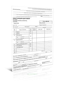 Квитанция-договор на услуги мотелей, кемпингов, гостиниц (Форма БО-18) (бланк строгой отчетности двухслойный самокопирующий)