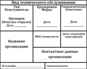 Наклейка Вид технического обслуживания (для огнетушителей)