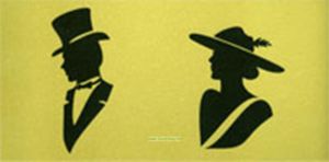 Указатель туалета, мужской и женский. Табличка