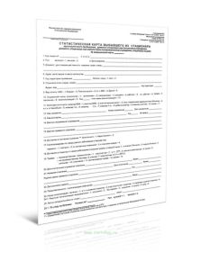 Статистическая карта выбывшего из стационара круглосуточного пребывания, дневного стационара при больничном учреждении, дневного стационара при амбулаторно-поликлиническом учреждении, стационара на дому, 066у-02