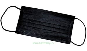 Маска одноразовая нестерильная, трехслойная, с фиксатором для носа (черная)