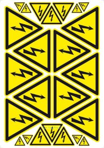 Знак Осторожно! Электрическое напряжение  (24 знака на 1-м листе)