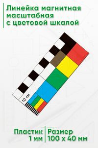 Линейка магнитная масштабная с цветовой шкалой, 10 см
