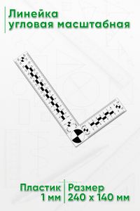 Линейка угловая масштабная 10х20 см