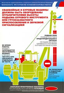 Плакат Безопасность при устройстве оснований и буровых работах. А2 (450x610 мм). Ламинированный