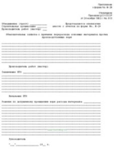 Объяснительная записка о причинах перерасхода основных материалов против производственных норм (Приложение к форме № М-29)