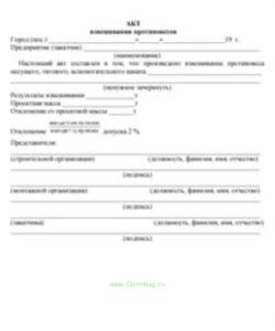 Акт взвешивания противовесов