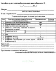 Акт лабораторных испытаний материала для дорожной разметки