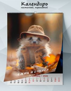 Календарь настенный, перекидной Ежик и его год на 2026 год