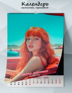 Календарь настенный, перекидной Ретро девушки на 2026 год