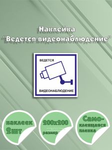 Наклейка Ведется видеонаблюдение 20 х 20 см