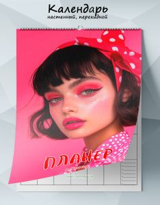 Календарь-планер настенный, перекидной The girl in pink на 2026 год