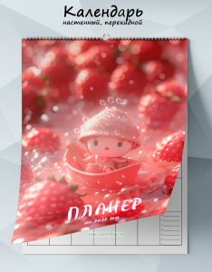 Календарь-планер настенный, перекидной Клубничное настроение на 2026 год