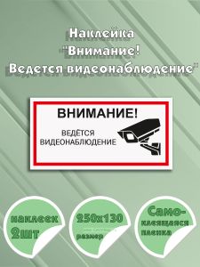 Наклейка Внимание! Ведется видеонаблюдение 25 х13 см
