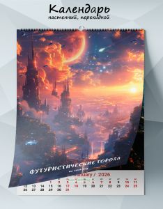Календарь настенный, перекидной Футуристические города на 2026 год