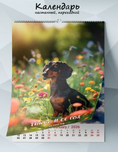 Календарь настенный, перекидной Такса и ее год на 2026 год