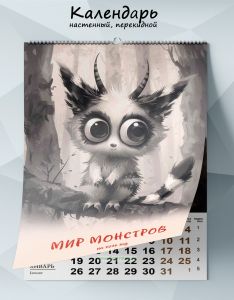 Календарь настенный, перекидной Мир монстров на 2026 год
