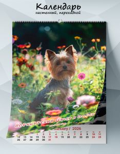 Календарь настенный, перекидной Йоркширский терьер и его год на 2026 год