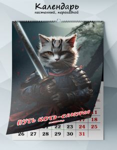 Календарь настенный, перекидной Путь котэ-самурая на 2026 год