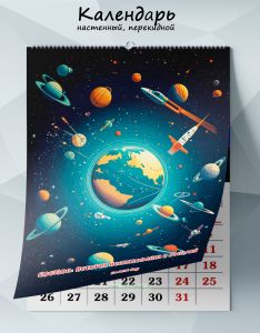 Календарь настенный, перекидной Космос: История исследования и открытий на 2026 год