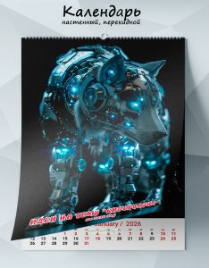Календарь настенный, перекидной Идеи на тему Киберфауна на 2026 год