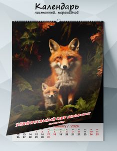 Календарь настенный, перекидной Удивительный мир животных на 2026 год