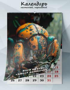 Календарь настенный, перекидной Идеи на тему Кибер насекомые на 2026 год