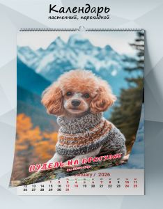 Календарь настенный, перекидной Пудель на прогулке на 2026 год
