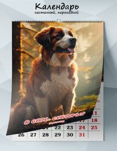 Календарь настенный, перекидной О себе: Сенбернар на 2026 год