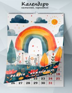 Календарь настенный, перекидной Радуга - каждый день на 2026 год