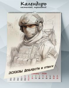 Календарь настенный, перекидной Эскизы доблести и отваги на 2026 год