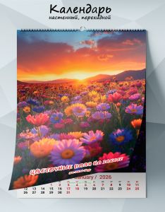 Календарь настенный, перекидной Цветочные поля на закате на 2026 год