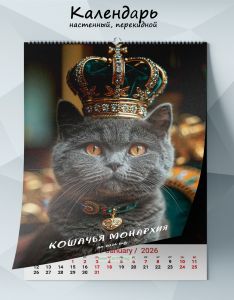 Календарь настенный, перекидной Кошачья монархия на 2026 год