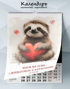 Календарь настенный, перекидной Идеи на тему Животные с сердечками на 2026 год