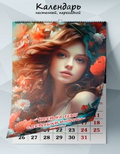 Календарь настенный, перекидной Идеи на тему Девушки и цветы на 2026 год