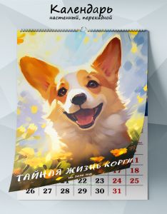 Календарь настенный, перекидной Тайная жизнь корги на 2026 год