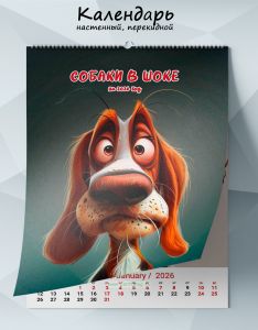Календарь настенный, перекидной Собаки в шоке на 2026 год
