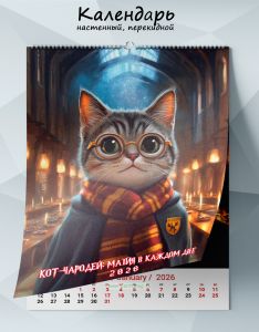 Календарь настенный, перекидной Кот-чародей: магия в каждом дне на 2026 год