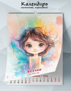 Календарь настенный, перекидной Феечки на 2026 год
