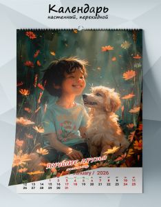 Календарь настенный, перекидной Лучшие друзья на 2026 год