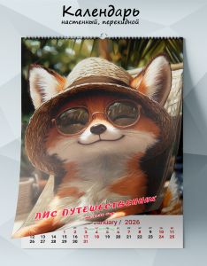 Календарь настенный, перекидной Лис путешественник на 2026 год