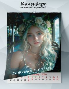 Календарь настенный, перекидной Девушки в поезде на 2026 год