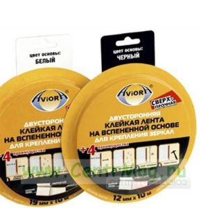 Двухсторонняя клейкая лента 19мм*10м на вспененной основе для крепления зеркал