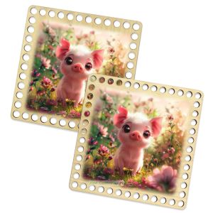 Донышки для вязания, заготовки для рукоделия, дно корзин, 14,8 х 14,8 см, квадрат, хрюша