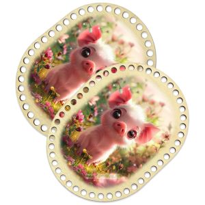 Донышки для вязания, заготовки для рукоделия, дно корзин, 19,8 х 14,8 см, прямоугольник с округлыми краями, хрюша